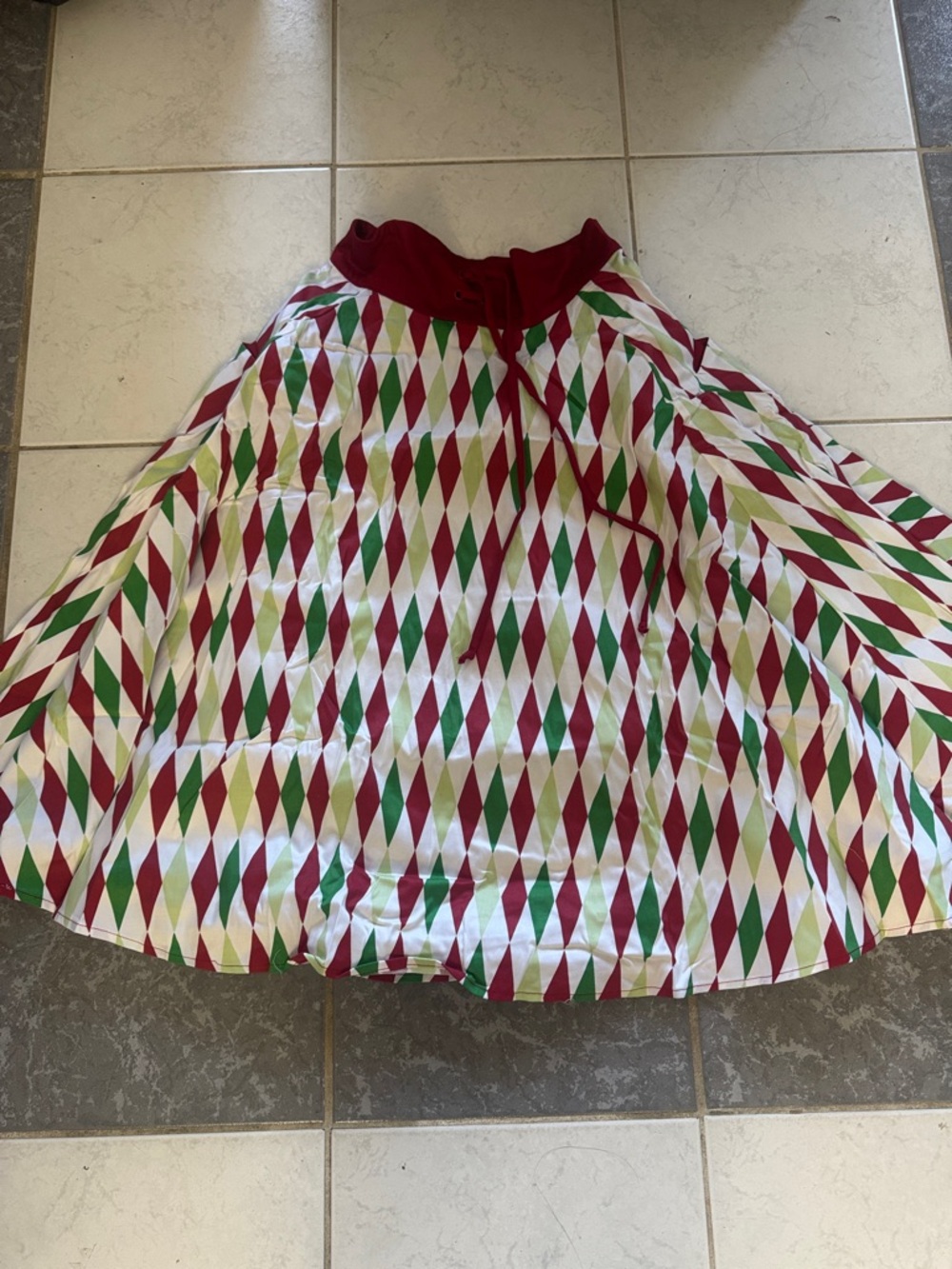 Pinup Couture Red, Green & White Diamond Circle Skirt